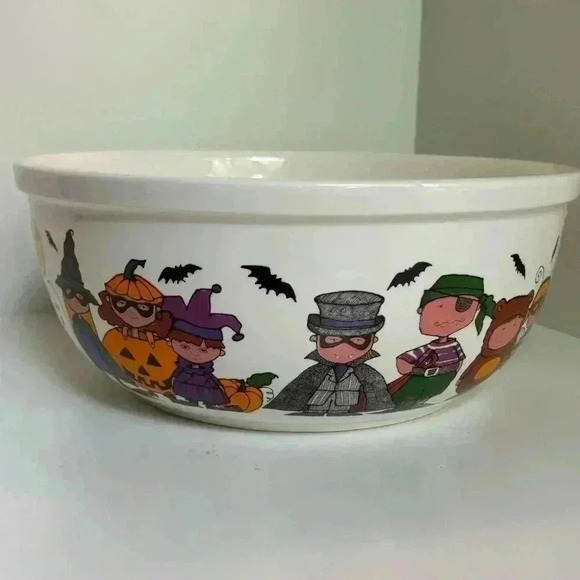 Goblins by Ursula Dodge stoneware trick or treat candy  bowl - Picture 2 of 11